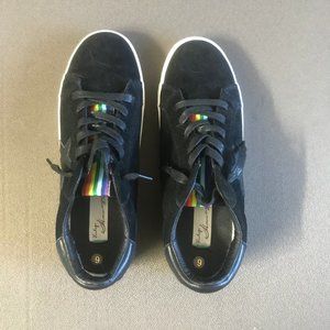 Black and Rainbow Suede Sneakers